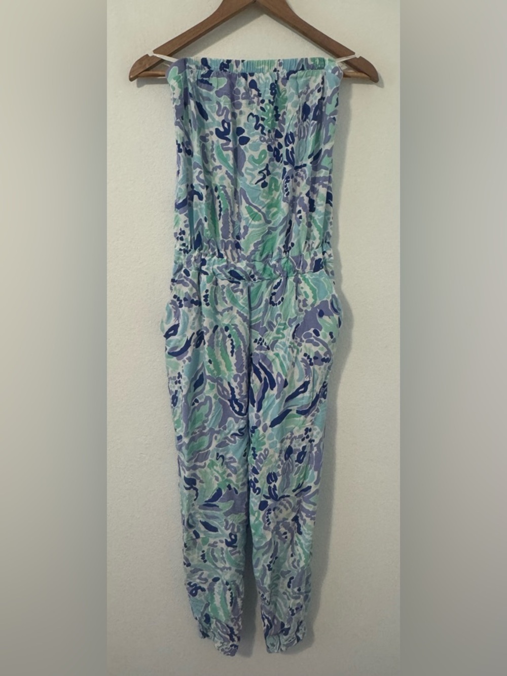 Lilly Pulitzer Emiko Strapless Jumpsuit Lillys Lilac Nice Ink Size Small *READ*